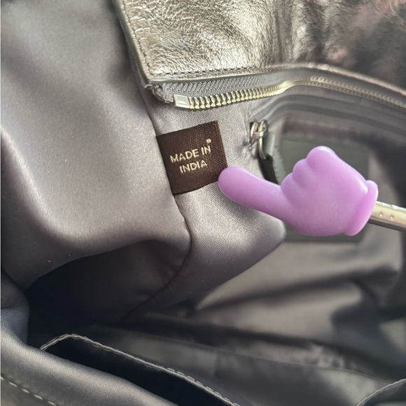 Vintage Y2K Coach Metallic Leather Tote Pewter Shoulder Bag EUC Classic Coach - Picture 9 of 9